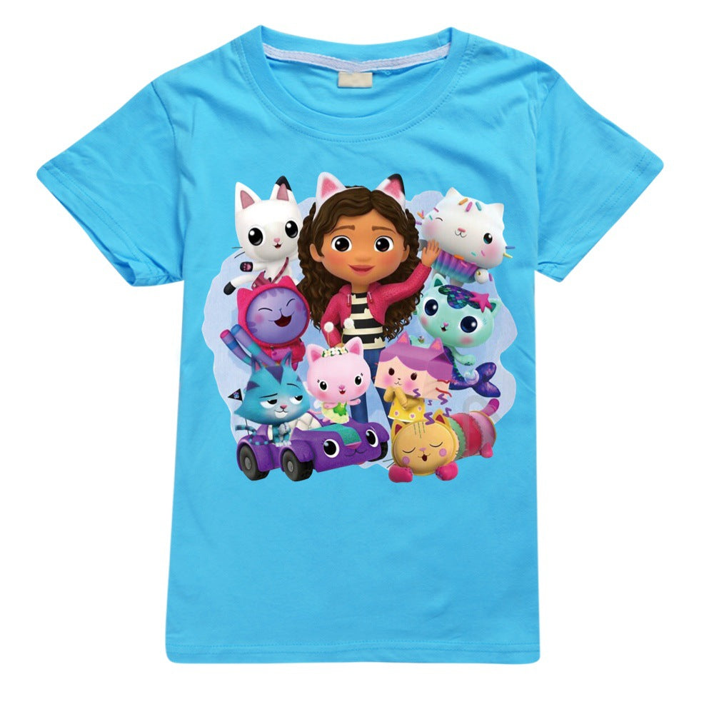 Gabbys Dollhouse Casual Sweatshirt Spring Autumn Short Sleeve T-Shirts for Kids