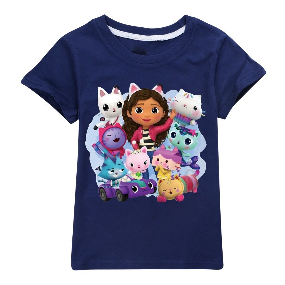 Gabbys Dollhouse Casual Sweatshirt Spring Autumn Short Sleeve T-Shirts for Kids