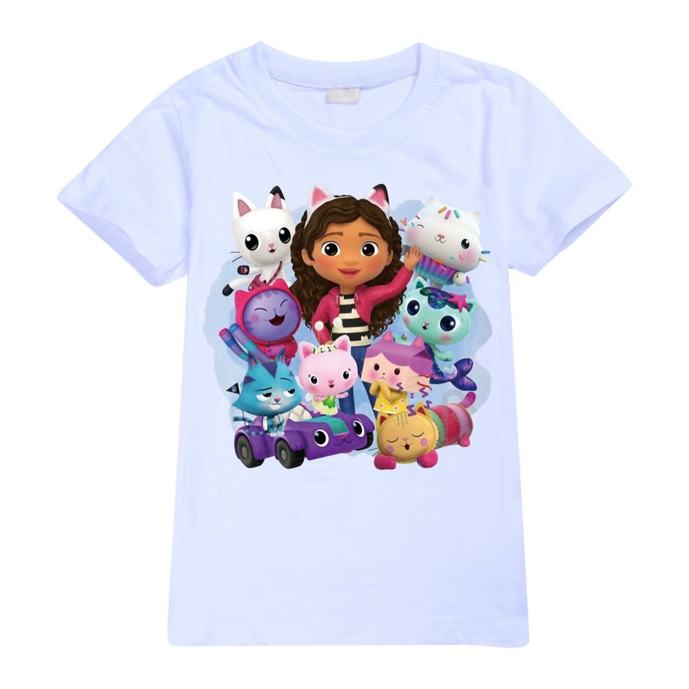 Gabbys Dollhouse Casual Sweatshirt Spring Autumn Short Sleeve T-Shirts for Kids