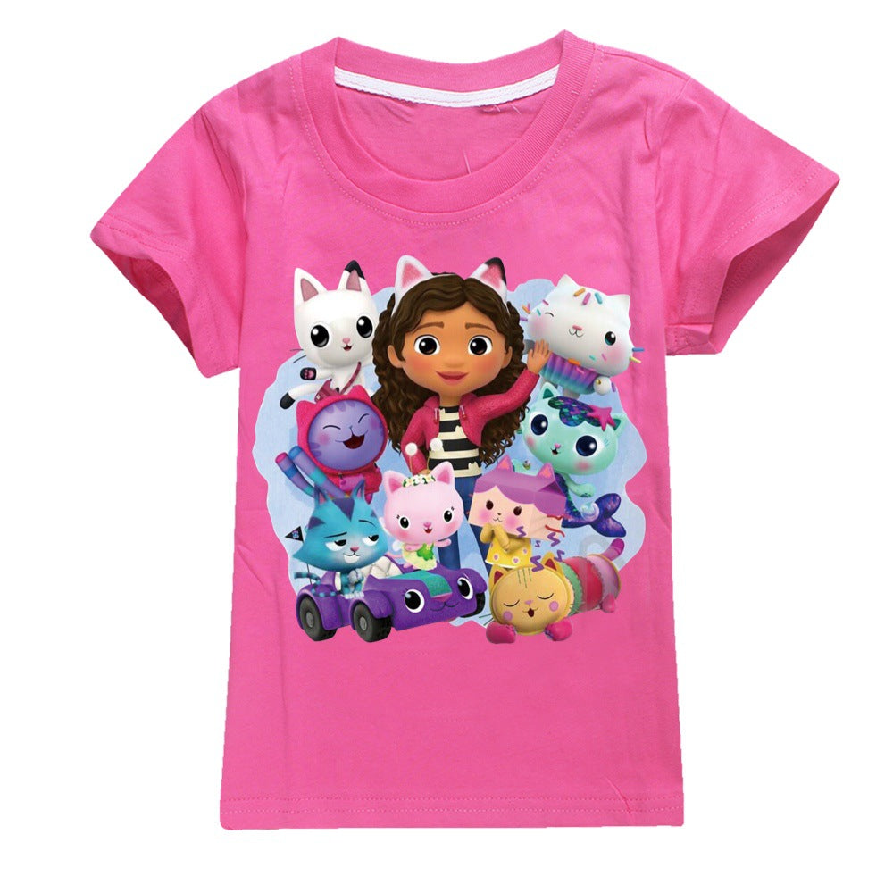 Gabbys Dollhouse Casual Sweatshirt Spring Autumn Short Sleeve T-Shirts for Kids