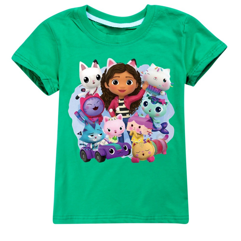 Gabbys Dollhouse Casual Sweatshirt Spring Autumn Short Sleeve T-Shirts for Kids