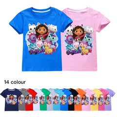 Gabbys Dollhouse Casual Sweatshirt Spring Autumn Short Sleeve T-Shirts for Kids