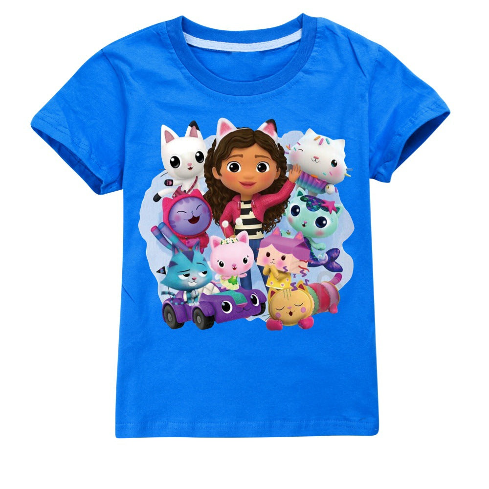 Gabbys Dollhouse Casual Sweatshirt Spring Autumn Short Sleeve T-Shirts for Kids