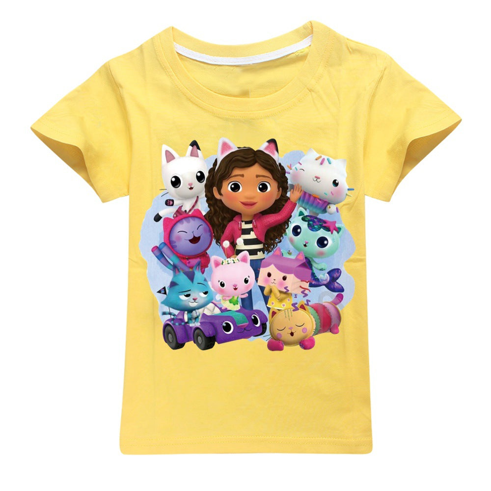 Gabbys Dollhouse Casual Sweatshirt Spring Autumn Short Sleeve T-Shirts for Kids