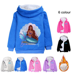 The Little Mermaid Sherpa Lined Hoodie Fleece Sweatshirt Full Zip Hooded Jacket for Kids