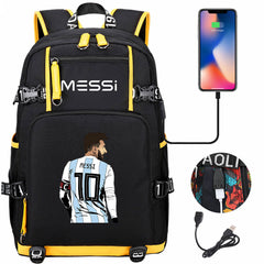 Barcelona Football Lionel USB Charging Backpack School Notebook Travel Bags