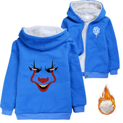 Pennywise Clown Sherpa Lined Hoodie Fleece Sweatshirt Full Zip Hooded Jacket for Kids