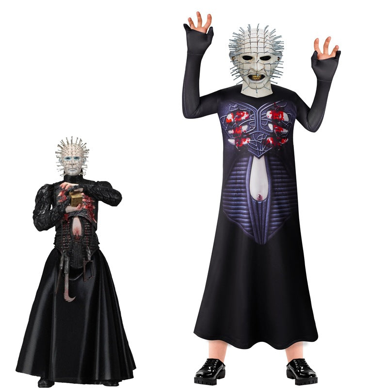 Pinhead Cosplay Costume with Mask Boys Girls Bodysuit Halloween Fancy Jumpsuits