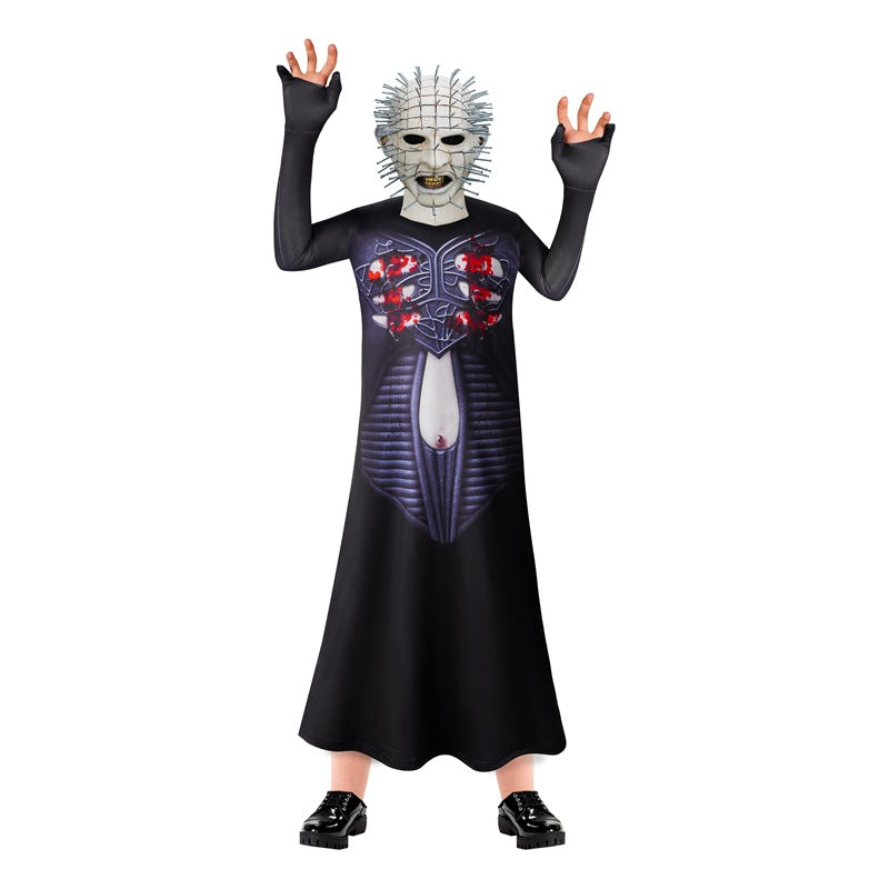 Pinhead Cosplay Costume with Mask Boys Girls Bodysuit Halloween Fancy Jumpsuits