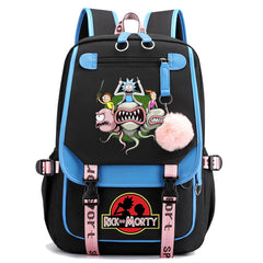 Rick And Morty Waterproof Backpack School Notebook Travel Bags USB Charging