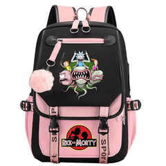 Rick And Morty Waterproof Backpack School Notebook Travel Bags USB Charging