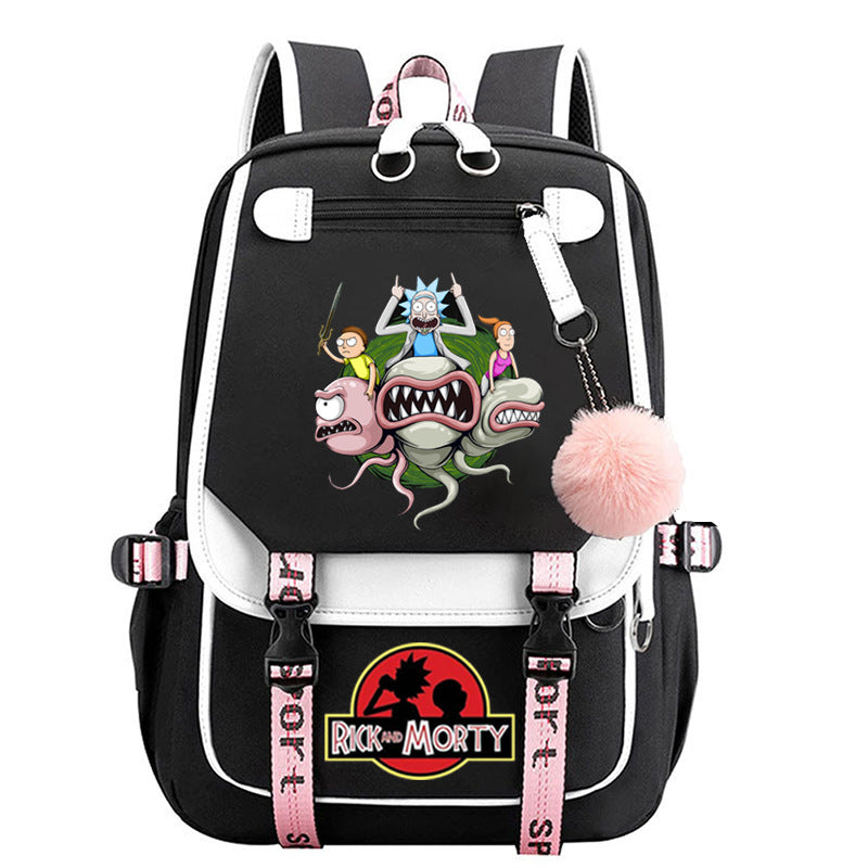 Rick And Morty Waterproof Backpack School Notebook Travel Bags USB Charging