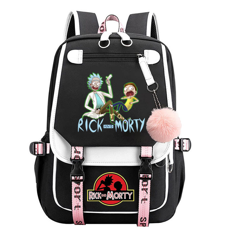 Rick And Morty Waterproof Backpack School Notebook Travel Bags USB Charging