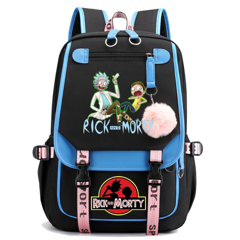 Rick And Morty Waterproof Backpack School Notebook Travel Bags USB Charging