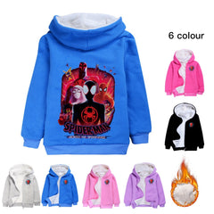 Spider Man  Across the Spider Verse Miles Morales Sherpa Lined Hoodie Fleece Sweatshirt Full Zip Hooded Jacket for Kids