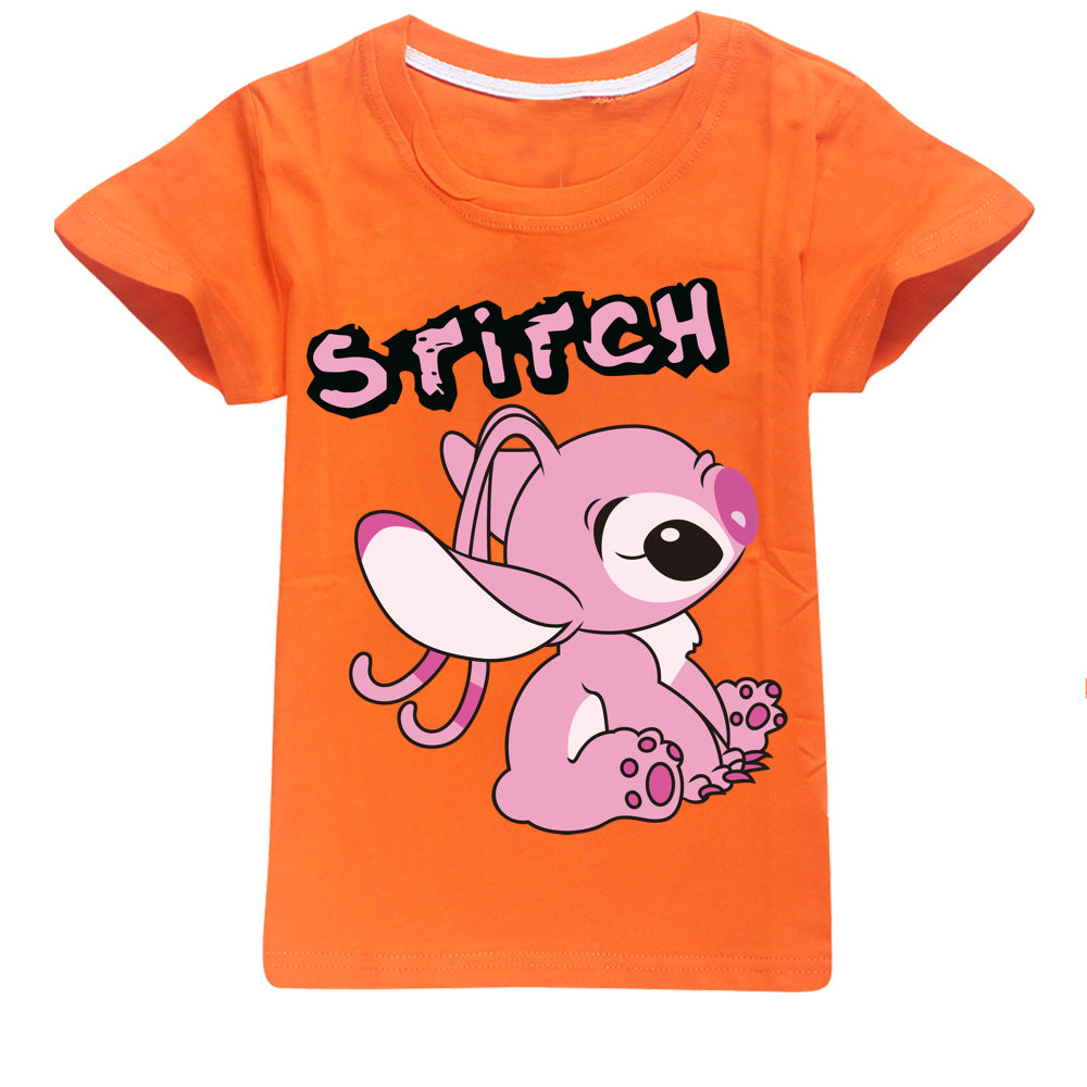 Stitch Casual Sweatshirt Spring Autumn Short Sleeve T-Shirts for Kids