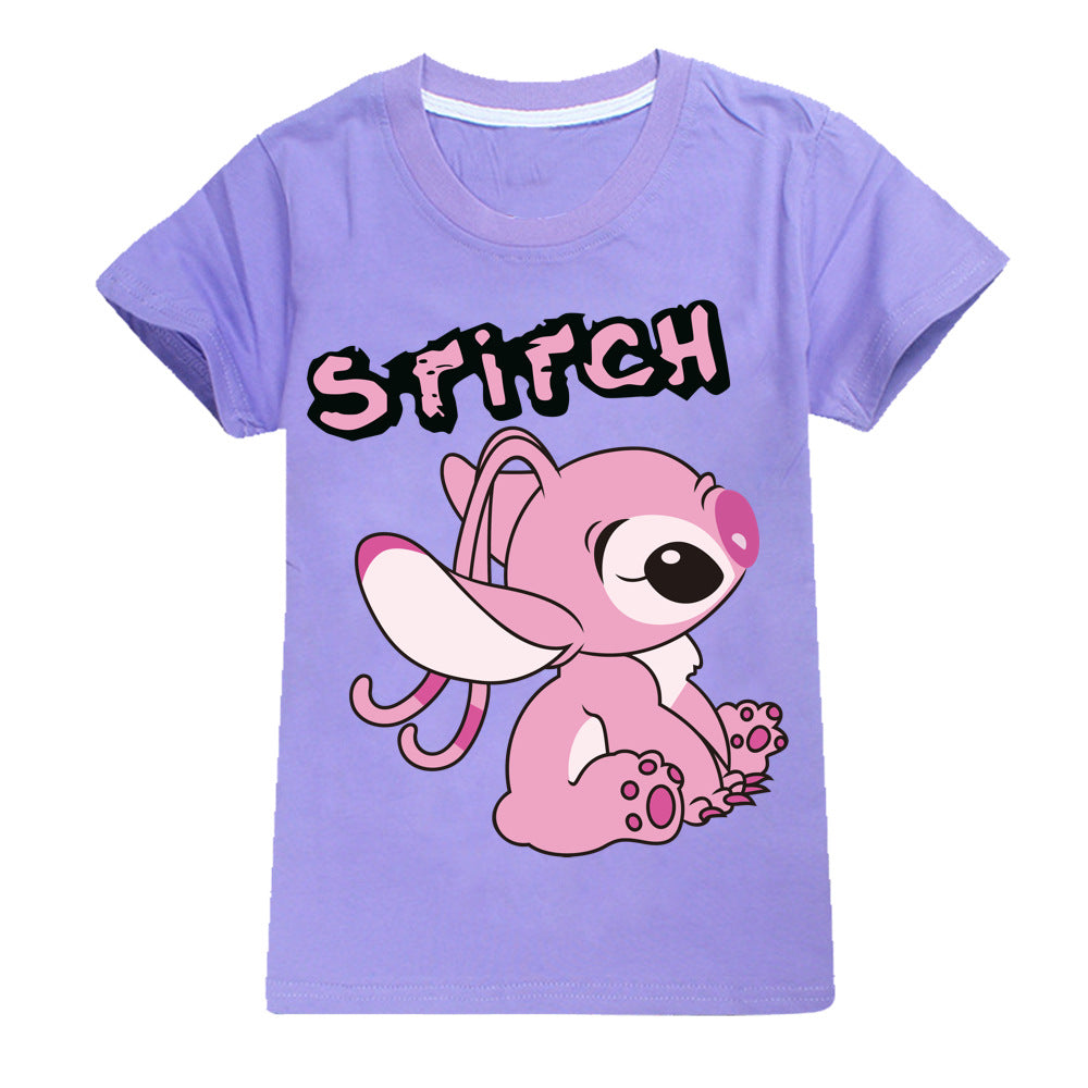 Stitch Casual Sweatshirt Spring Autumn Short Sleeve T-Shirts for Kids