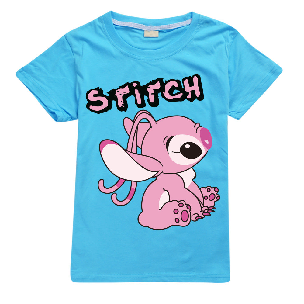 Stitch Casual Sweatshirt Spring Autumn Short Sleeve T-Shirts for Kids