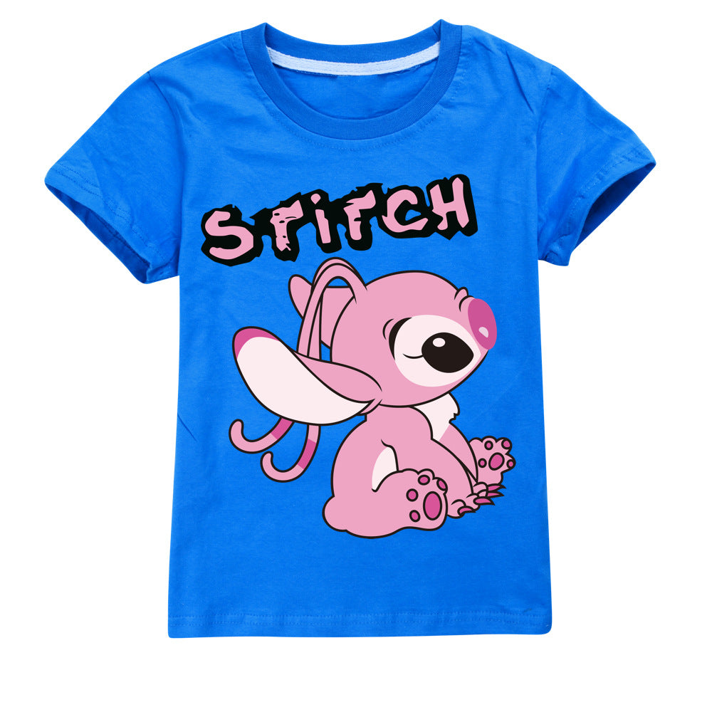 Stitch Casual Sweatshirt Spring Autumn Short Sleeve T-Shirts for Kids