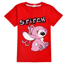 Stitch Casual Sweatshirt Spring Autumn Short Sleeve T-Shirts for Kids