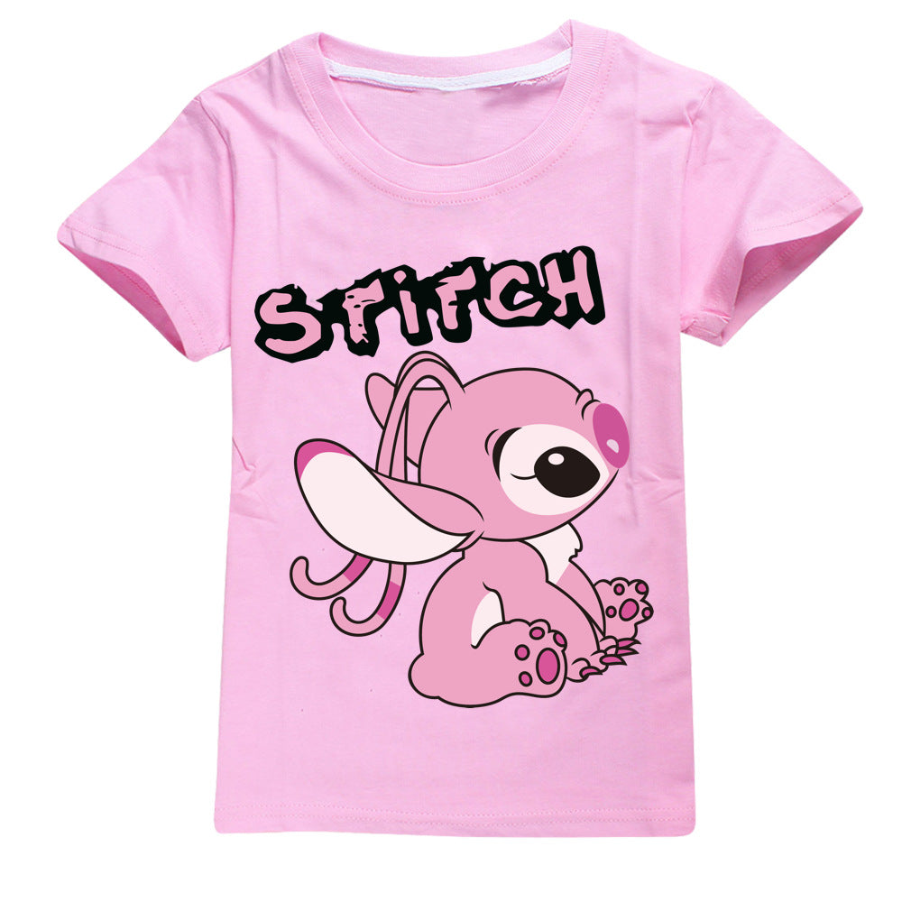 Stitch Casual Sweatshirt Spring Autumn Short Sleeve T-Shirts for Kids