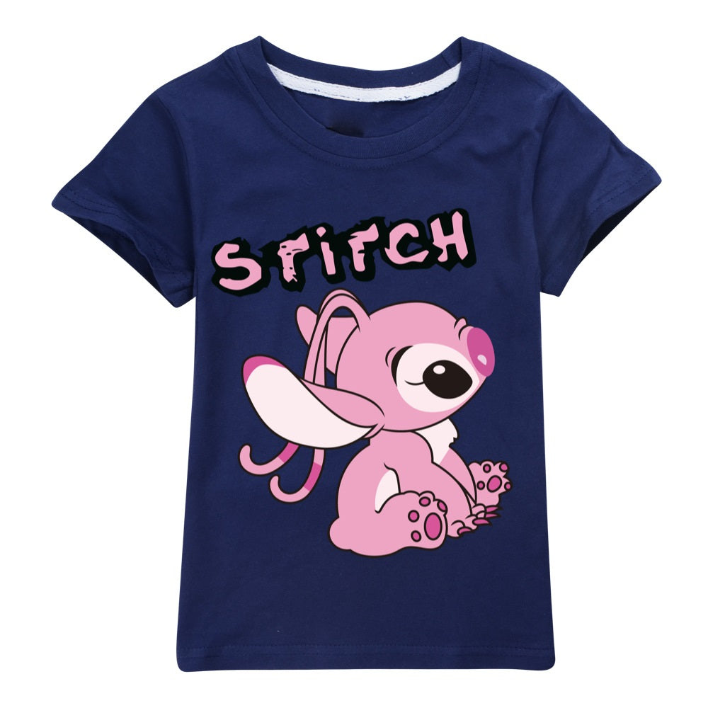 Stitch Casual Sweatshirt Spring Autumn Short Sleeve T-Shirts for Kids