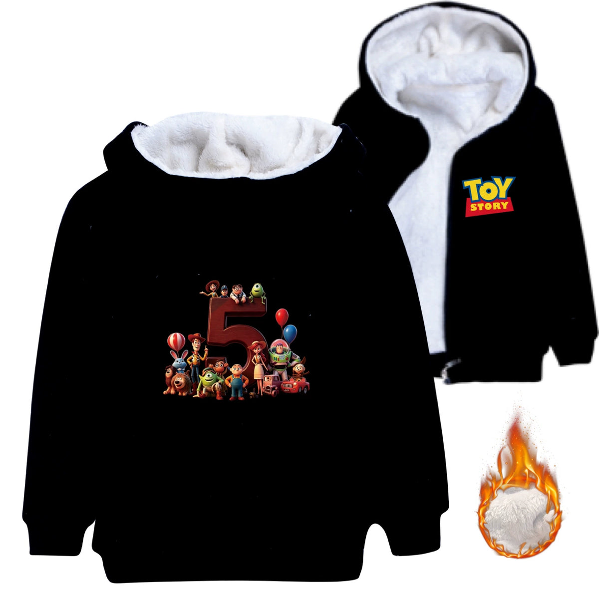Toy Story Sherpa Lined Hoodie Fleece Sweatshirt Full Zip Hooded Jacket for Kids