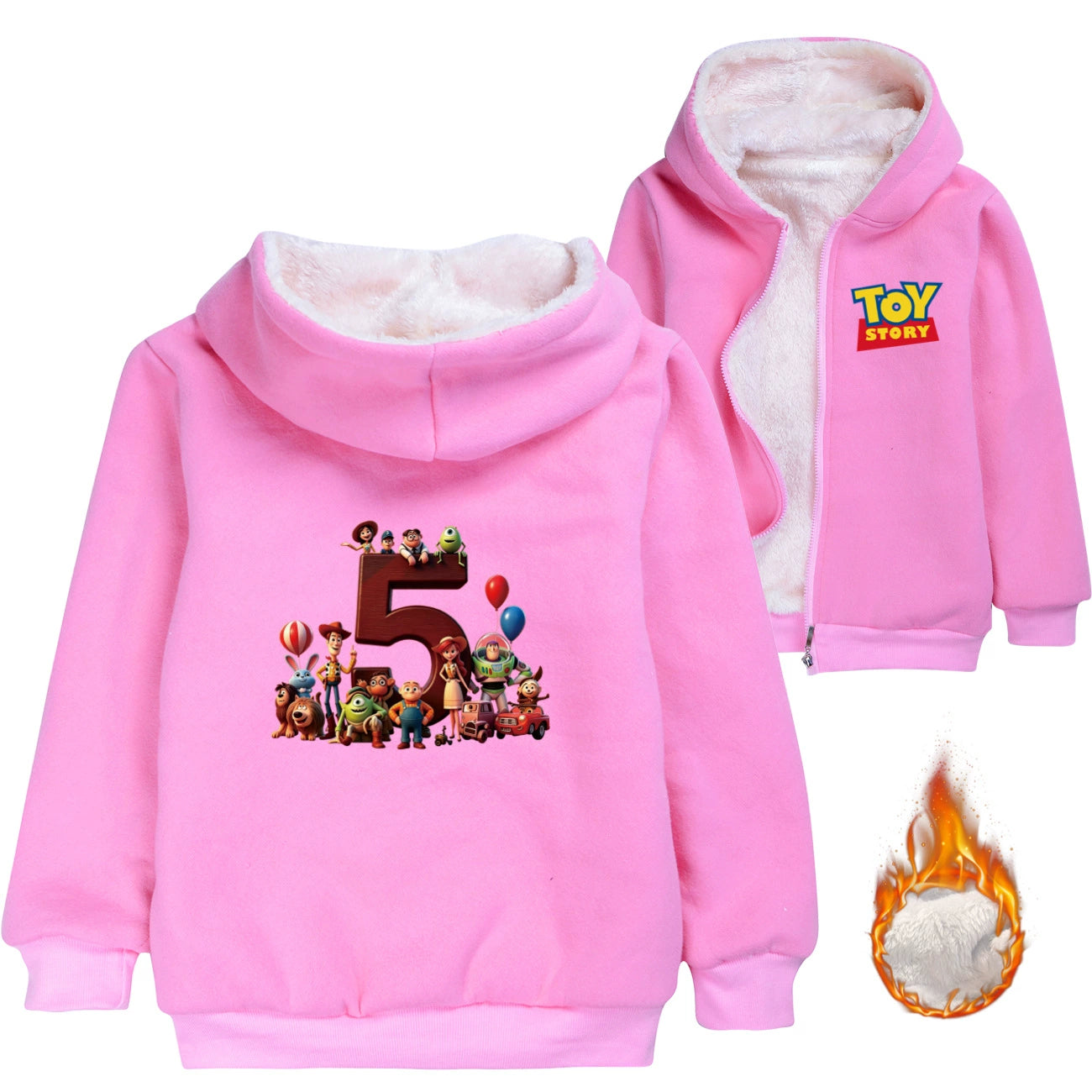 Toy Story Sherpa Lined Hoodie Fleece Sweatshirt Full Zip Hooded Jacket for Kids