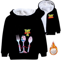 Toy Story Forky Sherpa Lined Hoodie Fleece Sweatshirt Full Zip Hooded Jacket for Kids