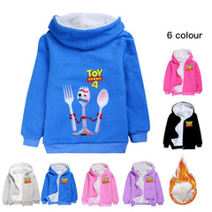 Toy Story Forky Sherpa Lined Hoodie Fleece Sweatshirt Full Zip Hooded Jacket for Kids