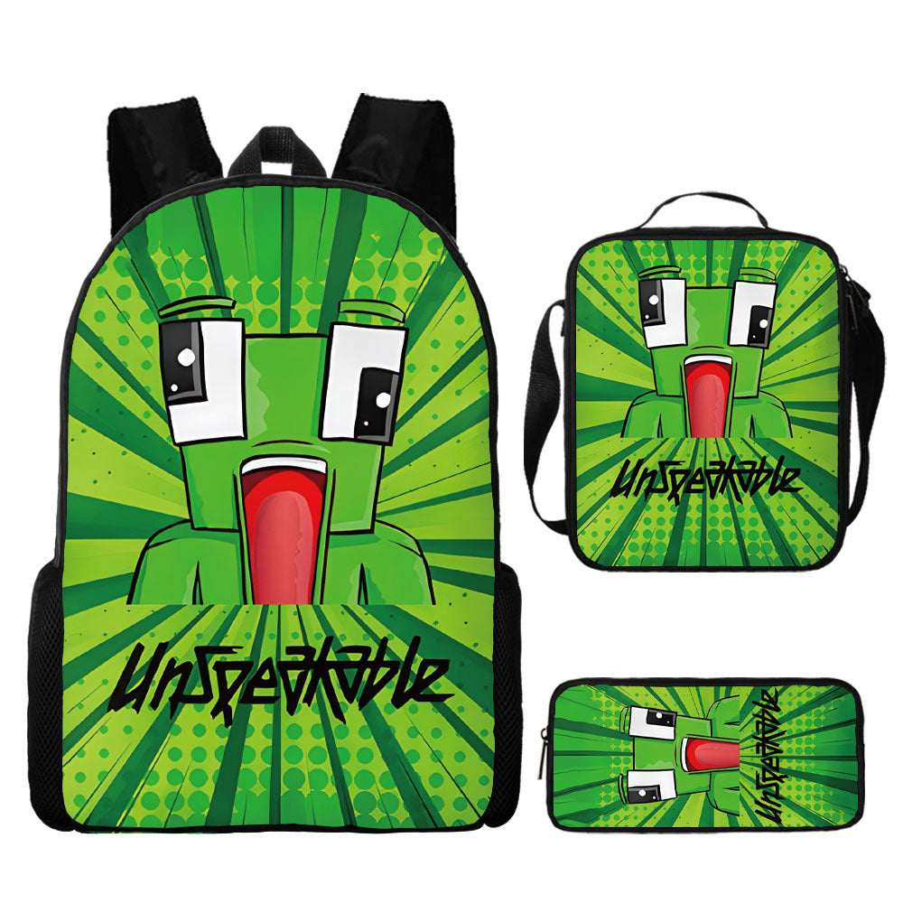 Unspeakable Full Printed Backpack Schoolbag Travel Notebook Bag Lunch Bag Pencil Bag for Kids Students 3PCS