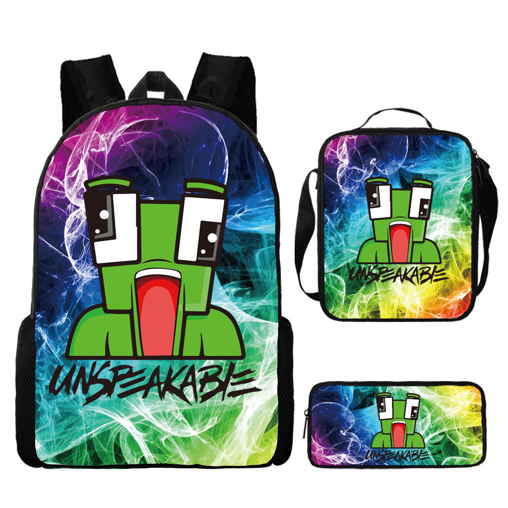 Unspeakable Full Printed Backpack Schoolbag Travel Notebook Bag Lunch Bag Pencil Bag for Kids Students 3PCS