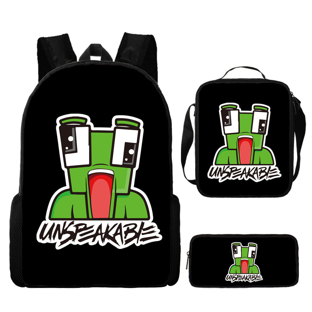 Unspeakable Full Printed Backpack Schoolbag Travel Notebook Bag Lunch Bag Pencil Bag for Kids Students 3PCS