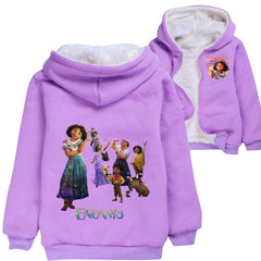 Encanto Mirabel Sherpa Lined Hoodie Fleece Sweatshirt Full Zip Jacket for Kids