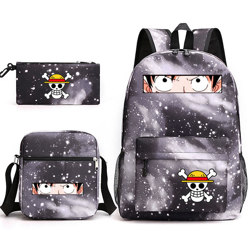 One Piece Luffy Schoolbag Backpack Shoulder Bag Pencil Case set for Kids Students