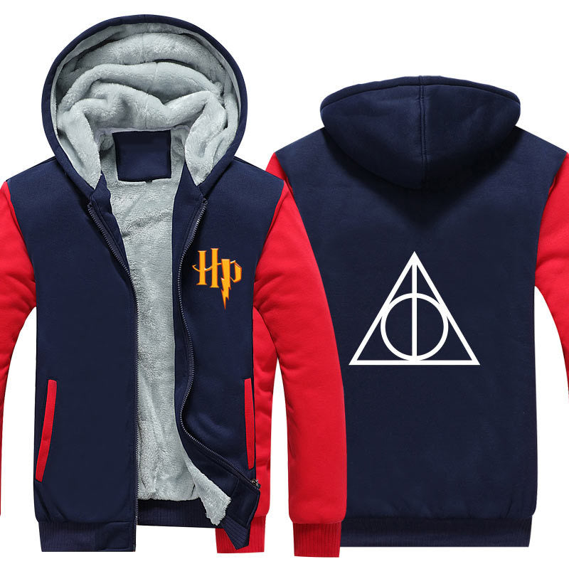 Harry Potter Hogwarts Unisex Lined Hoodie Fleece Sweatshirt Full Zipper Hooded Thicken Jacket