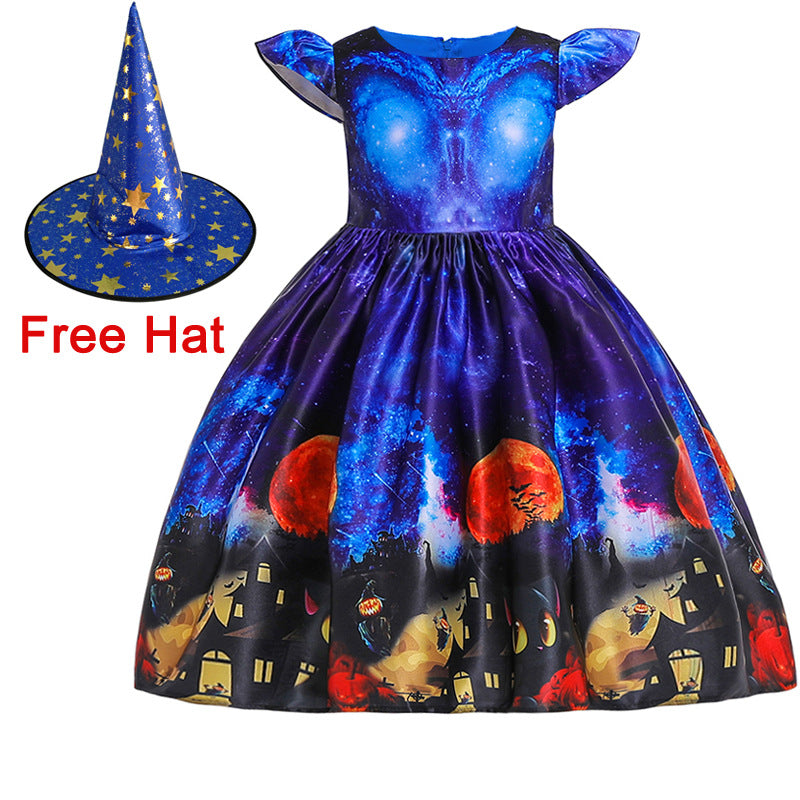 Witch Cosplay Dress Costume for Children Halloween Party