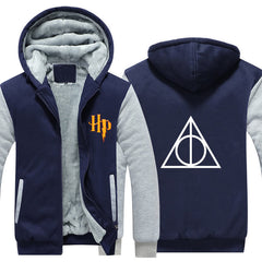 Harry Potter Hogwarts Unisex Lined Hoodie Fleece Sweatshirt Full Zipper Hooded Thicken Jacket