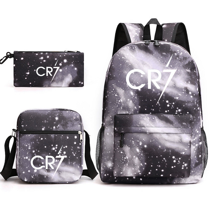 CR7 Football Ronaldo Schoolbag Backpack Shoulder Bag Pencil Case set for Kids Students