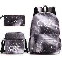 CR7 Football Ronaldo Schoolbag Backpack Shoulder Bag Pencil Case set for Kids Students