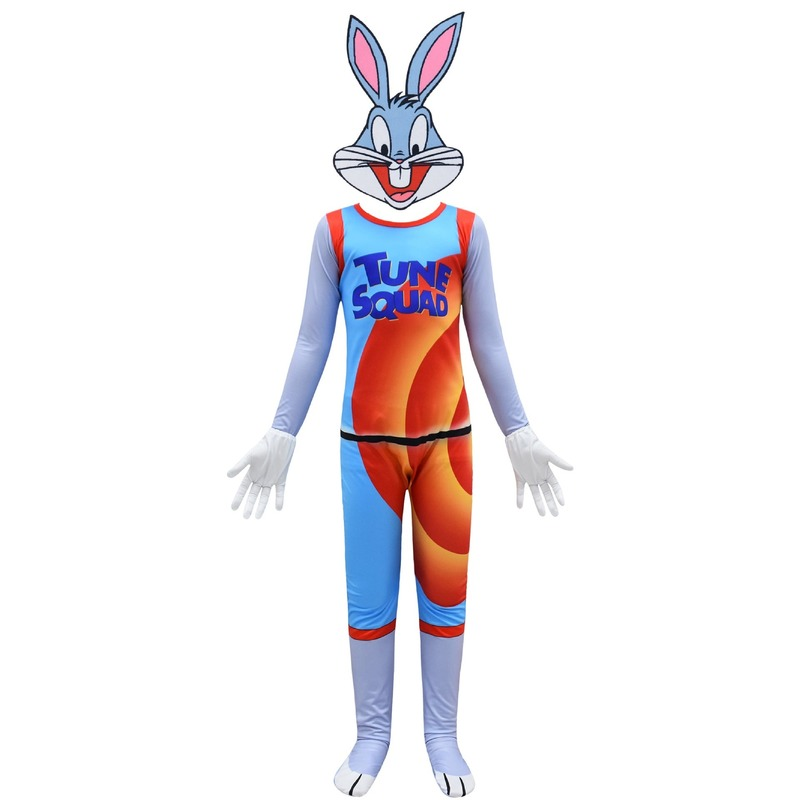 Space Jam Bugs Bunny Cosplay Costume with Mask Halloween Jumpsuits