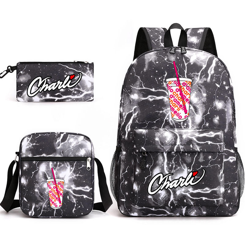 Charlie D'Amelio Schoolbag Backpack Shoulder Bag Pencil Case set for Kids Students