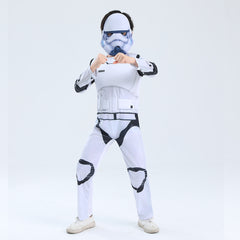 Star Wars Stormtrooper Cosplay Costume with Mask Boys Girls Bodysuit Kids Halloween Fancy Jumpsuits