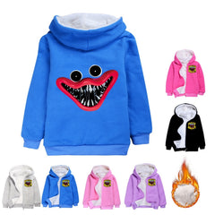 Poppy Huggy Wuggy Sherpa Lined Hoodie Fleece Sweatshirt Full Zip Jacket for Kids