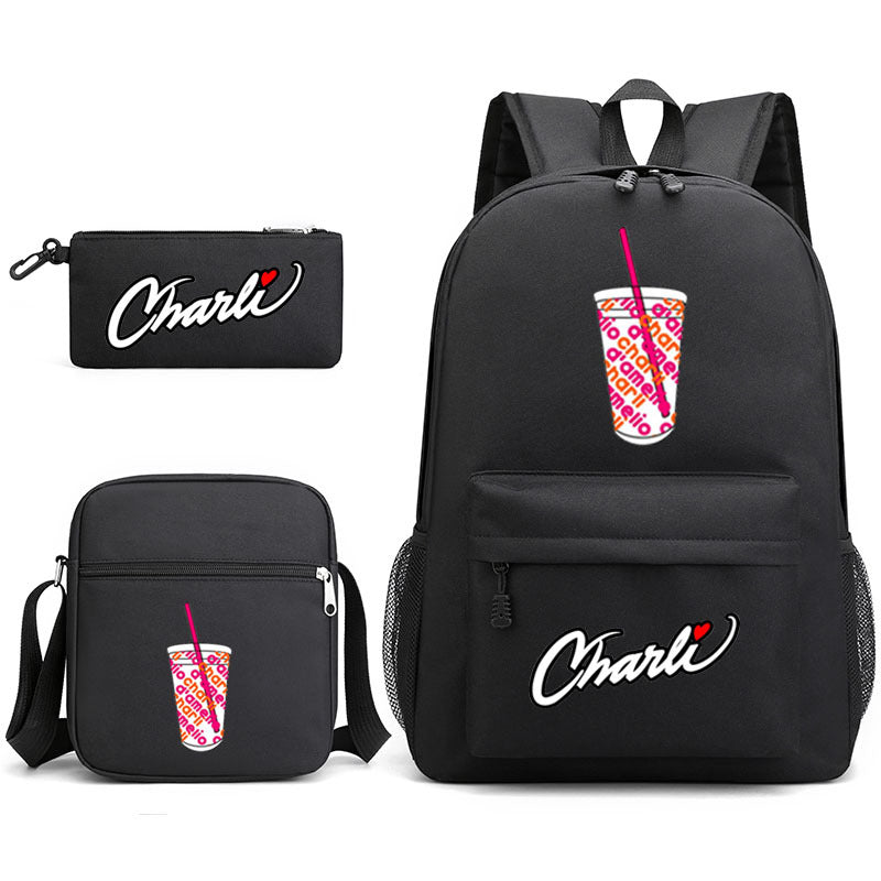Charlie D'Amelio Schoolbag Backpack Shoulder Bag Pencil Case set for Kids Students