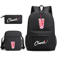 Charlie D'Amelio Schoolbag Backpack Shoulder Bag Pencil Case set for Kids Students
