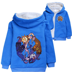 Fnaf Security Breach Sun to Moon Transformation Sundrop Sherpa Lined Hoodie Fleece Sweatshirt Full Zip Hooded Jacket for Kids