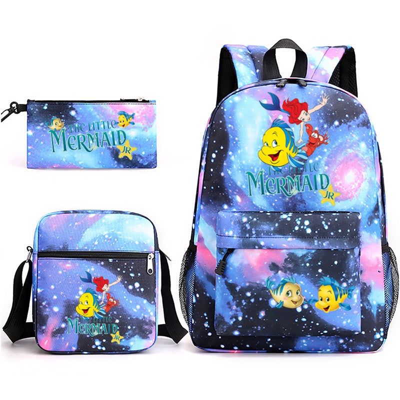 Mermaid Schoolbag Backpack Shoulder Bag Pencil Case set for Kids Students