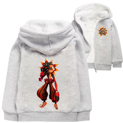 Fnaf Security Breach Sundrop Sherpa Lined Hoodie Fleece Sweatshirt Full Zip Hooded Jacket for Kids