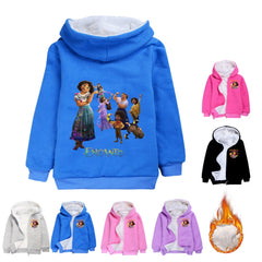 Encanto Mirabel Sherpa Lined Hoodie Fleece Sweatshirt Full Zip Jacket for Kids